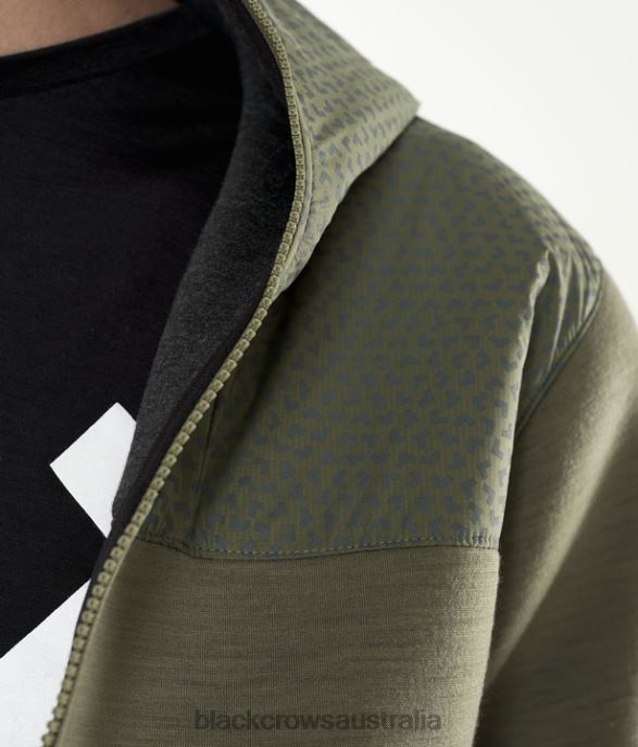Black Crows Apparel 62HDJ132 Men Ferus Tech Wool Hoodie Olive Green