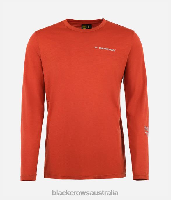 Black Crows Apparel 62HDJ147 Men Merino Blend Long Sleeve Tee Rust Red