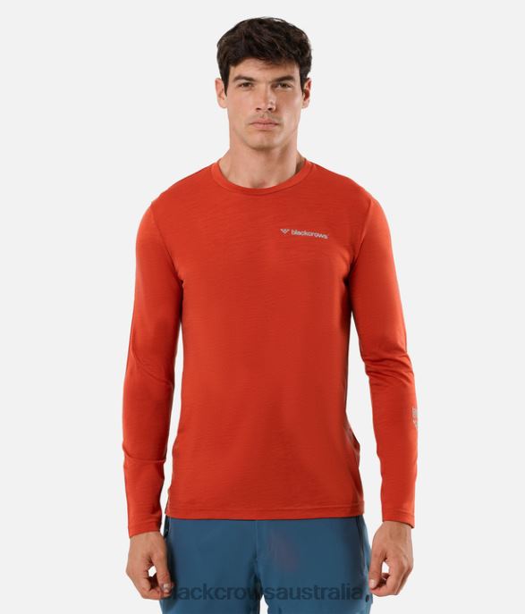 Black Crows Apparel 62HDJ147 Men Merino Blend Long Sleeve Tee Rust Red