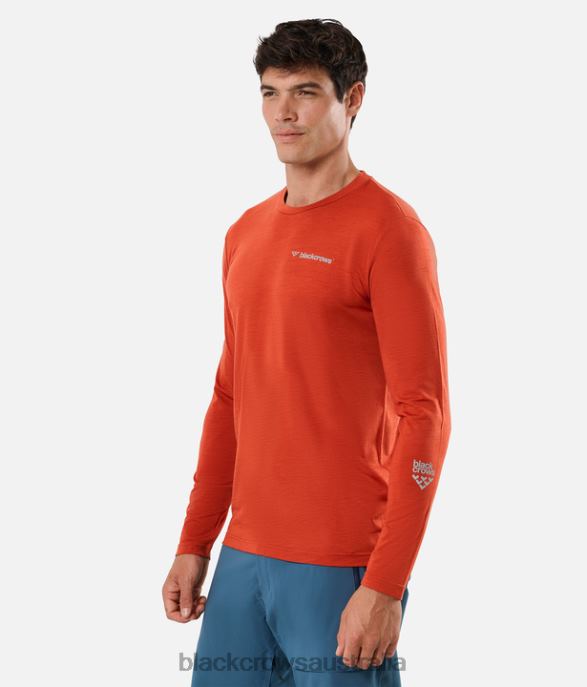 Black Crows Apparel 62HDJ147 Men Merino Blend Long Sleeve Tee Rust Red