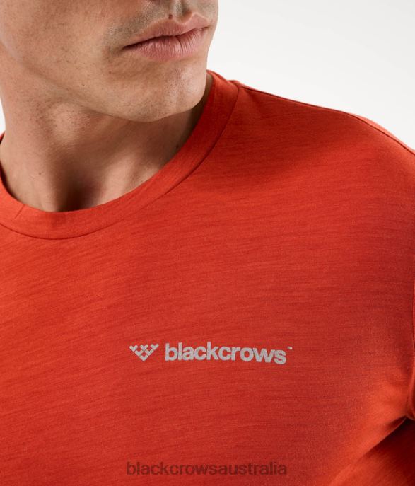 Black Crows Apparel 62HDJ147 Men Merino Blend Long Sleeve Tee Rust Red