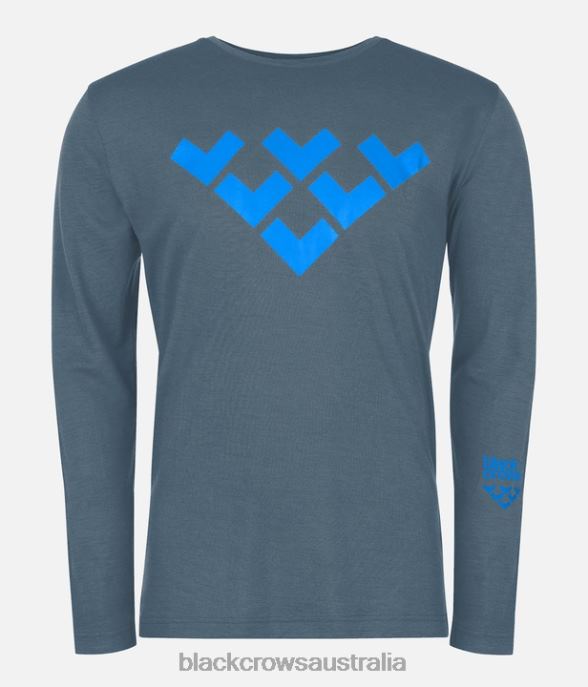 Black Crows Apparel 62HDJ149 Men Chevron Merino Blend Long Sleeve Tee Petrolblue