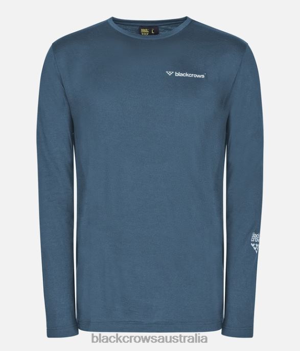 Black Crows Apparel 62HDJ150 Men Merino Blend Long Sleeve Tee Petrolblue