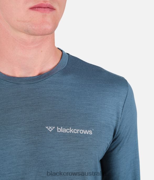 Black Crows Apparel 62HDJ150 Men Merino Blend Long Sleeve Tee Petrolblue