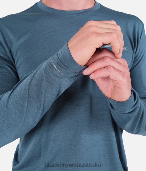 Black Crows Apparel 62HDJ150 Men Merino Blend Long Sleeve Tee Petrolblue