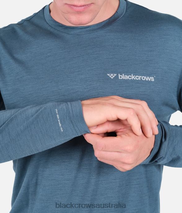 Black Crows Apparel 62HDJ150 Men Merino Blend Long Sleeve Tee Petrolblue