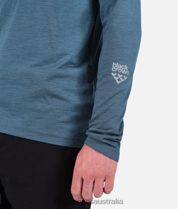 Black Crows Apparel 62HDJ150 Men Merino Blend Long Sleeve Tee Petrolblue