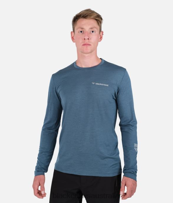 Black Crows Apparel 62HDJ150 Men Merino Blend Long Sleeve Tee Petrolblue