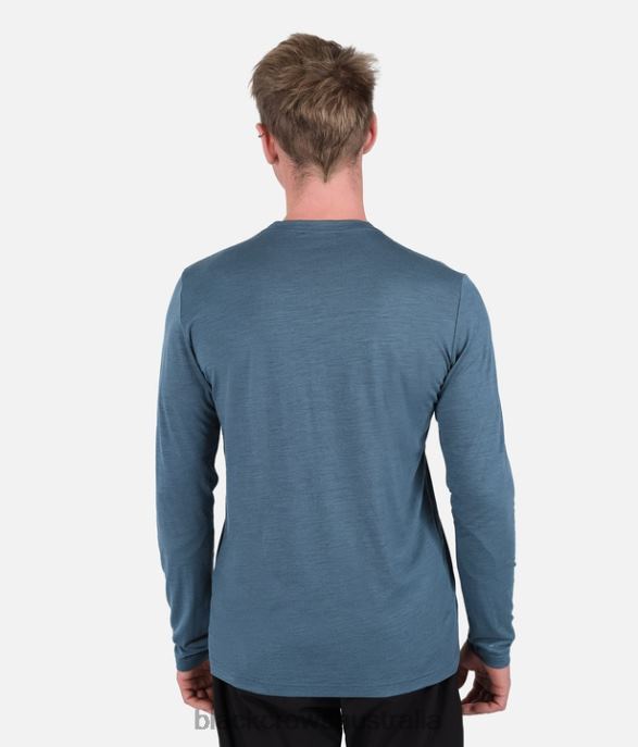 Black Crows Apparel 62HDJ150 Men Merino Blend Long Sleeve Tee Petrolblue
