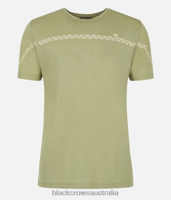Black Crows Apparel 62HDJ151 Men Merino Short Sleeve Line Tee Olive Green