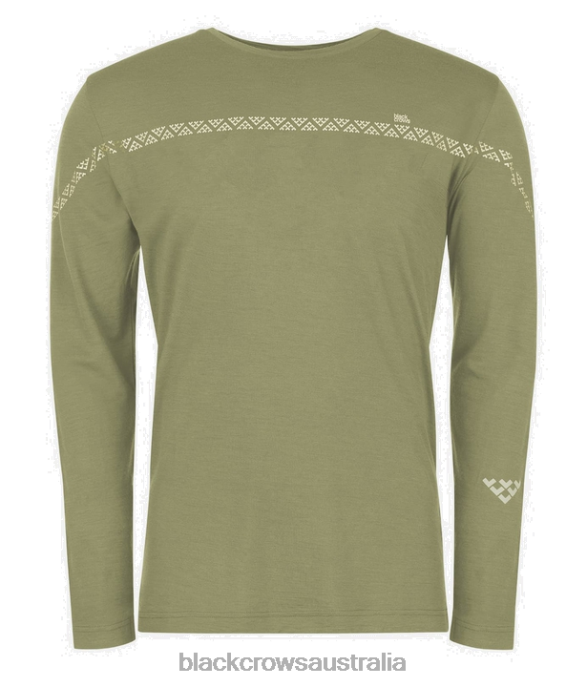 Black Crows Apparel 62HDJ152 Men Merino Long Sleeve Line Tee Olive Green