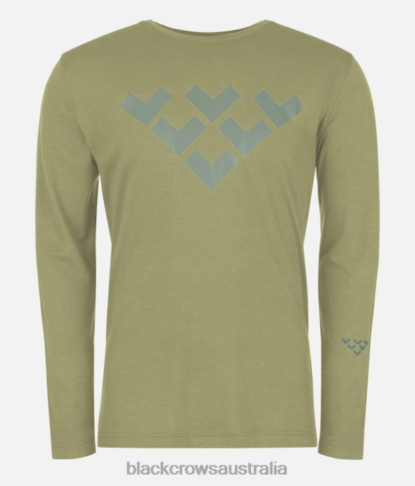 Black Crows Apparel 62HDJ153 Men Merino Long Sleeve Chevron Tee Olive Green