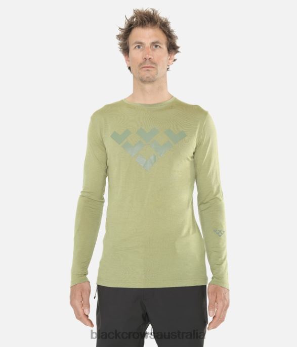 Black Crows Apparel 62HDJ153 Men Merino Long Sleeve Chevron Tee Olive Green