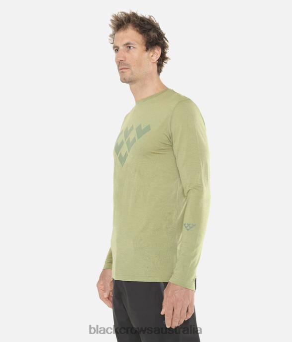 Black Crows Apparel 62HDJ153 Men Merino Long Sleeve Chevron Tee Olive Green