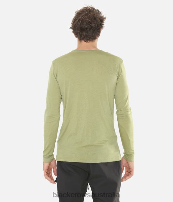 Black Crows Apparel 62HDJ153 Men Merino Long Sleeve Chevron Tee Olive Green