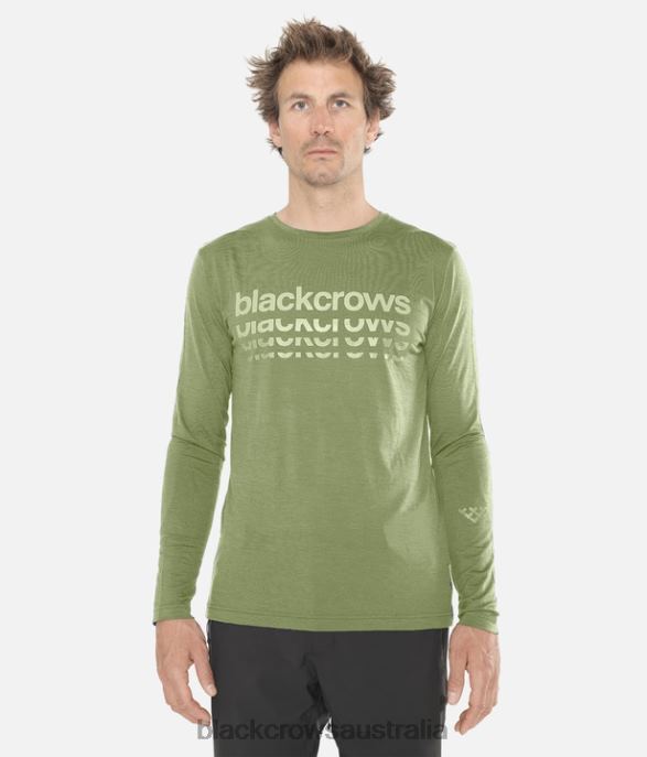Black Crows Apparel 62HDJ154 Men Merino BC Long Sleeve Tee Olive Green