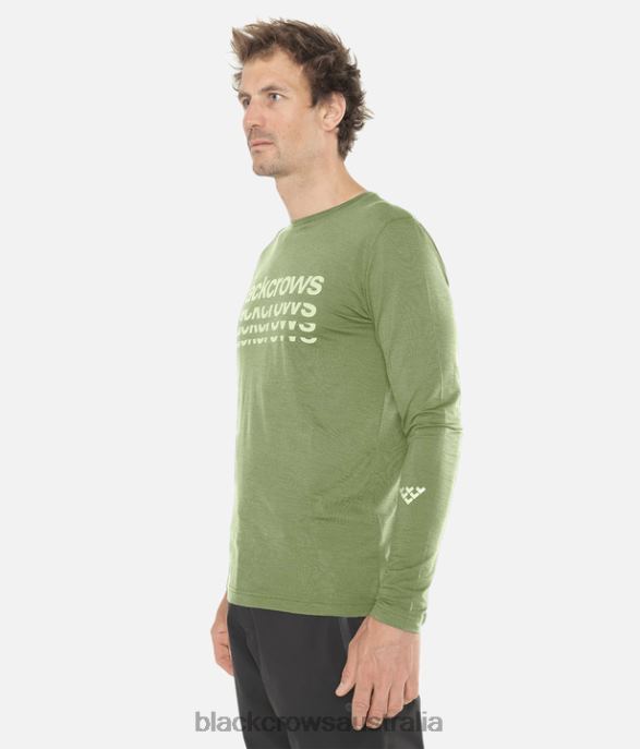 Black Crows Apparel 62HDJ154 Men Merino BC Long Sleeve Tee Olive Green