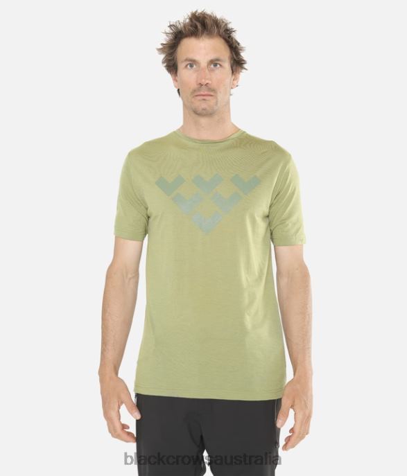 Black Crows Apparel 62HDJ156 Men Merino Short Sleeve Chevron Tee Olive Green