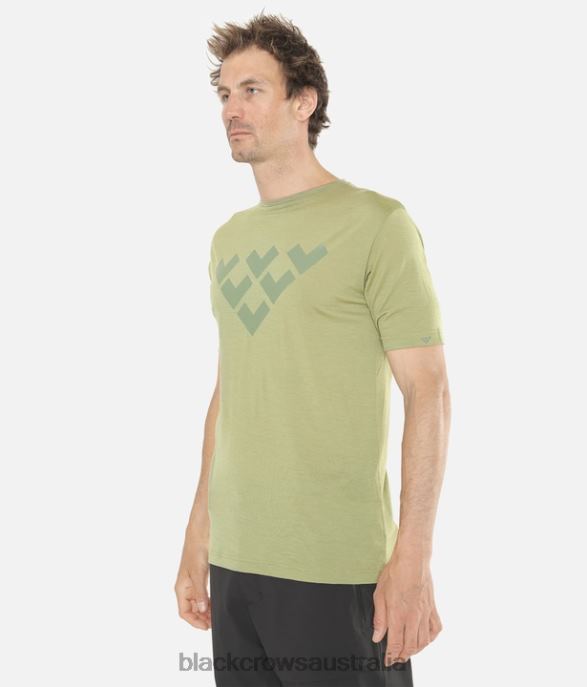 Black Crows Apparel 62HDJ156 Men Merino Short Sleeve Chevron Tee Olive Green