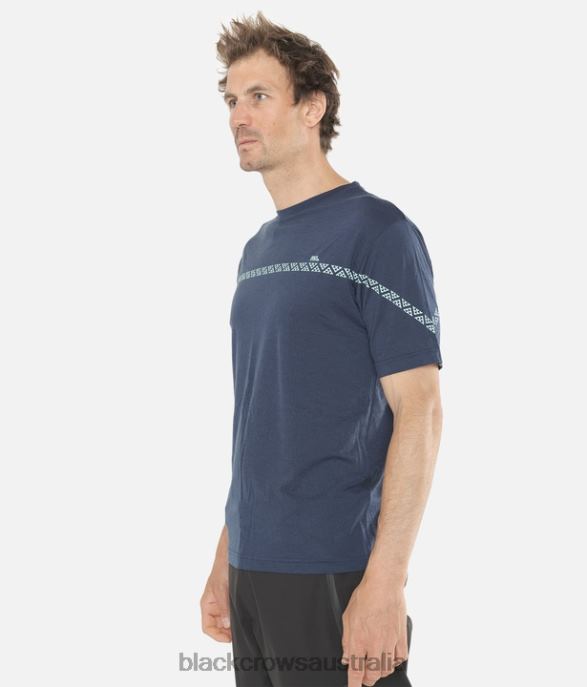 Black Crows Apparel 62HDJ162 Men Merino Short Sleeve Line Tee Dark Blue