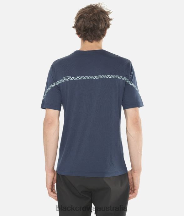 Black Crows Apparel 62HDJ162 Men Merino Short Sleeve Line Tee Dark Blue