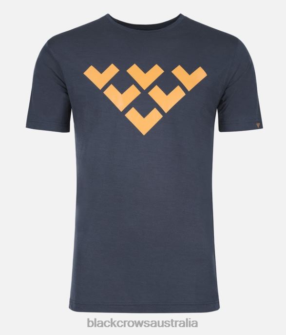 Black Crows Apparel 62HDJ164 Men Merino Short Sleeve Chevron Tee Dark Blue