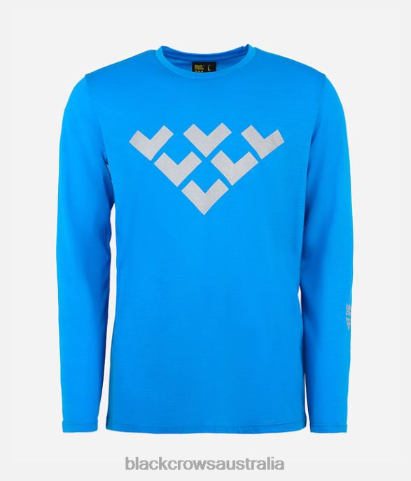 Black Crows Apparel 62HDJ168 Men Chevron Merino Blend Long Sleeve Tee Blue
