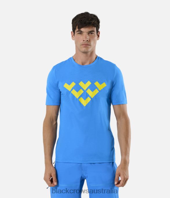 Black Crows Apparel 62HDJ170 Men Chevron Merino Blend Short Sleeve Tee Blue