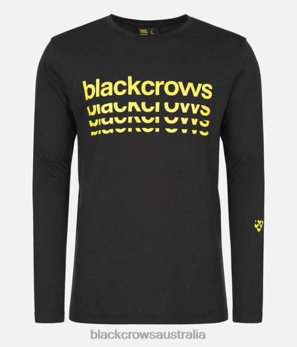 Black Crows Apparel 62HDJ176 Men Merino BC Long Sleeve Tee Black-Yellow