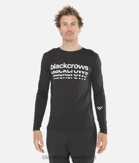 Black Crows Apparel 62HDJ177 Men Merino BC Long Sleeve Tee Black-White