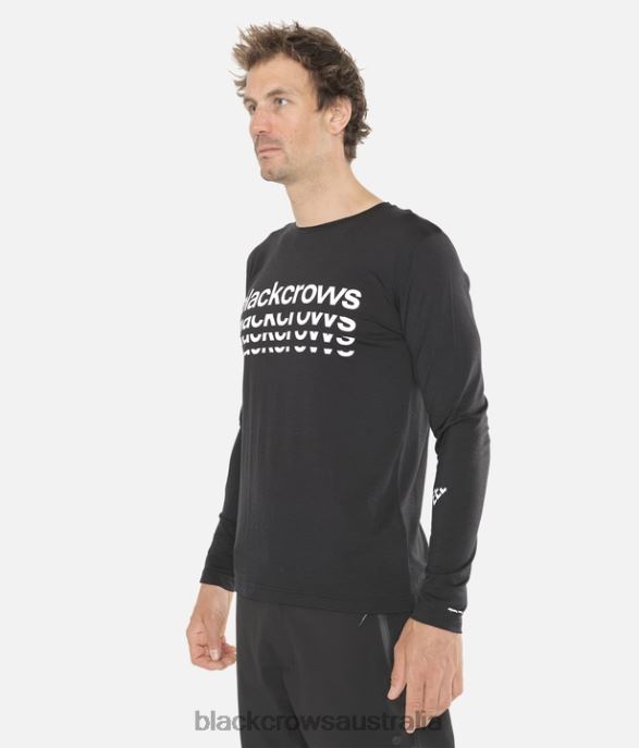 Black Crows Apparel 62HDJ177 Men Merino BC Long Sleeve Tee Black-White
