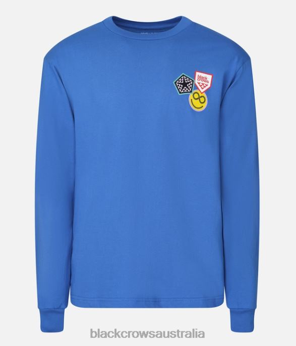 Black Crows Apparel 62HDJ190 Men Blason Long Sleeve Tee Blue