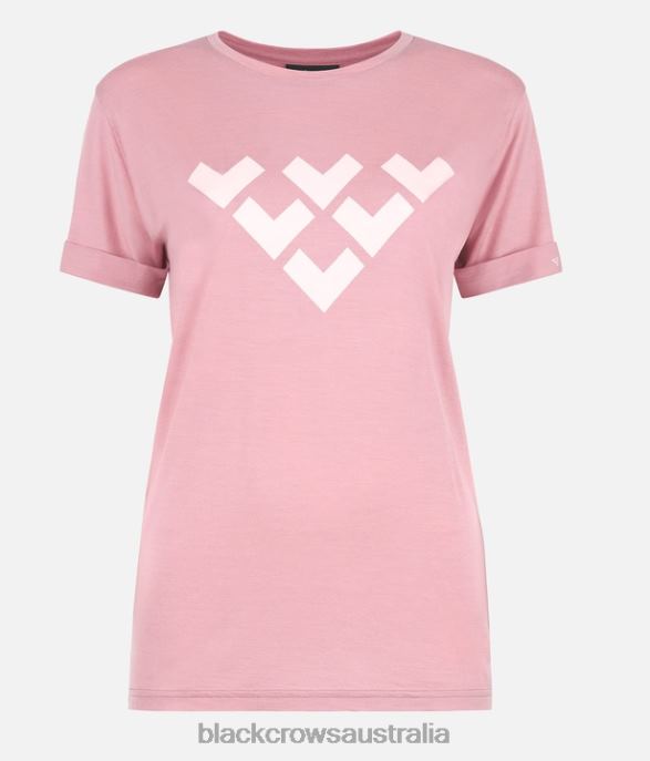 Black Crows Apparel 62HDJ262 Women Chevron Merino Blend Short Sleeve Tee Old Rose