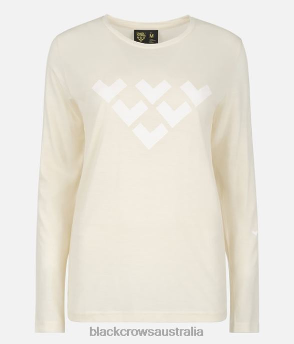 Black Crows Apparel 62HDJ265 Women Merino Long Sleeve Chevron Tee Off White