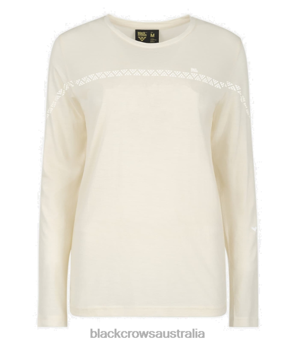 Black Crows Apparel 62HDJ266 Women Merino Long Sleeve Line Tee Off White