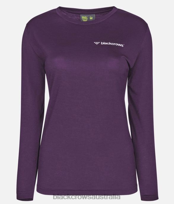 Black Crows Apparel 62HDJ269 Women Merino Blend Long Sleeve Tee Deep Purple
